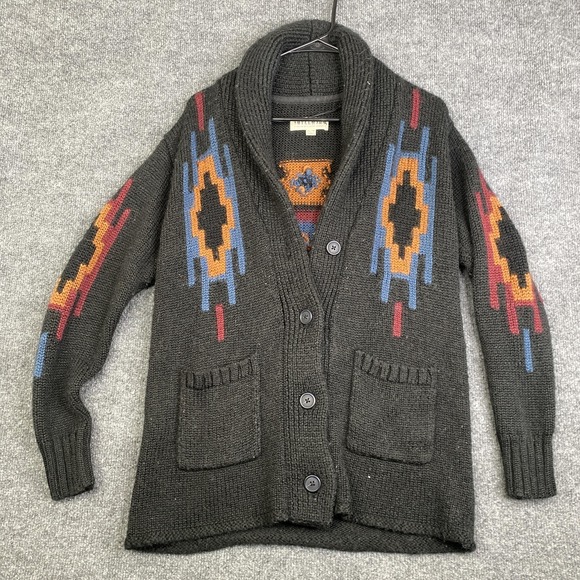Idyllwind Sweaters - Idyllwind Cardigan Sweater Womens XS Multicolor Aztec Western Shawl Knit Chunky
